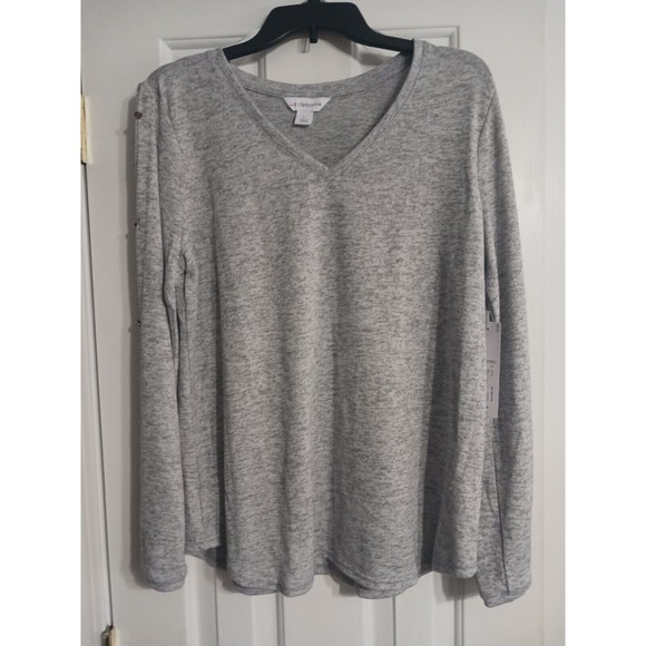 NWT Women's Liz Claiborne Long Sleeve V-Neck Cold Shoulder Top Blouse Size L... - Picture 1 of 6